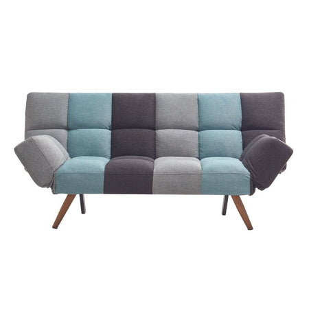 Divano letto Dube con braccioli pieghevoli in tessuto patchwork