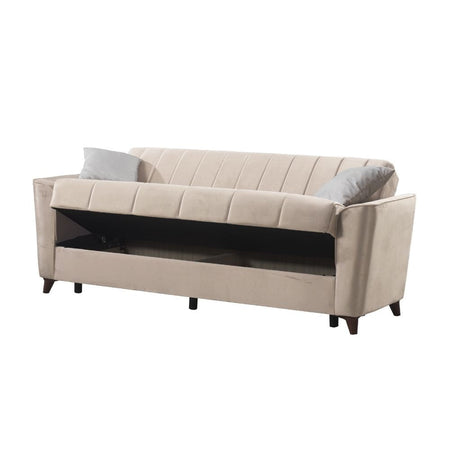 Divano letto Duca con contenitore in velluto Setra crema