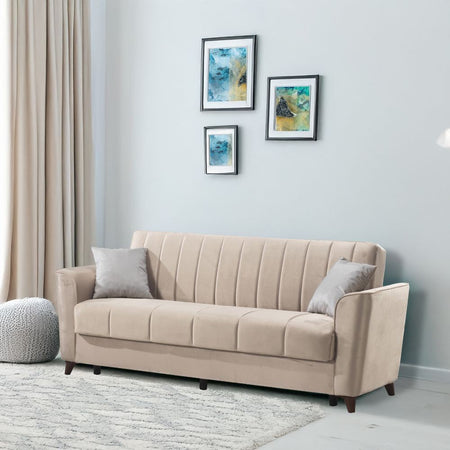 Divano letto Duca con contenitore in velluto Setra crema