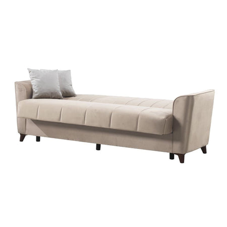 Divano letto Duca con contenitore in velluto Setra crema