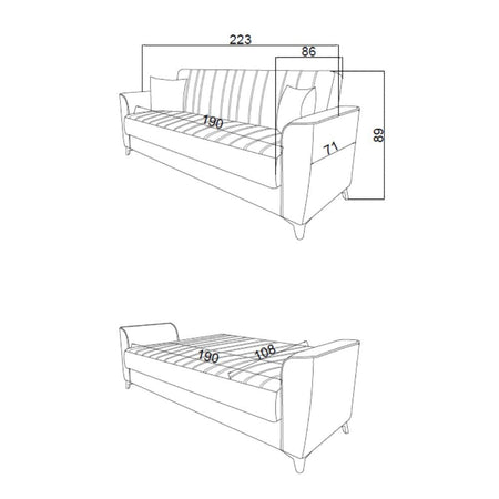 Divano letto Duca con contenitore in velluto Setra crema