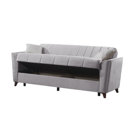Divano letto Duca con contenitore in velluto Setra grigio