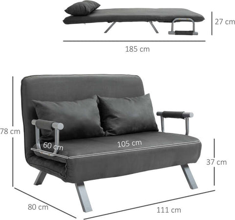Divano-Letto-poltrona-letto-Singolo-in-Similpelle-e-Acciaio-con-Seduta-Regolabile-in-5-Posizioni-,-105x80x78-cm,-Grigio-divanetto-soggiorno-salotto-camera-F833-042A