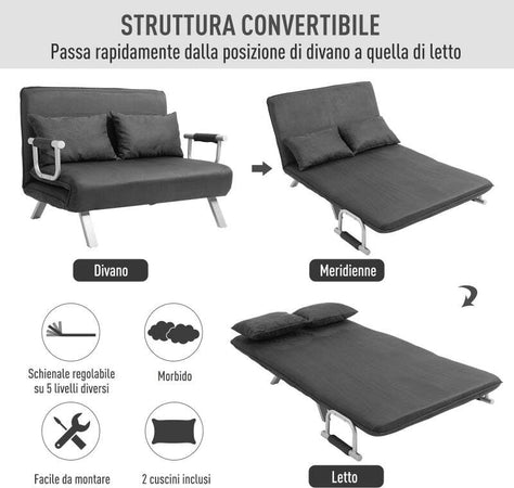 Divano-Letto-poltrona-letto-Singolo-in-Similpelle-e-Acciaio-con-Seduta-Regolabile-in-5-Posizioni-,-105x80x78-cm,-Grigio-divanetto-soggiorno-salotto-camera-F833-042A