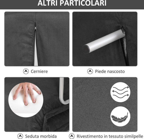Divano-Letto-poltrona-letto-Singolo-in-Similpelle-e-Acciaio-con-Seduta-Regolabile-in-5-Posizioni-,-105x80x78-cm,-Grigio-divanetto-soggiorno-salotto-camera-F833-042A