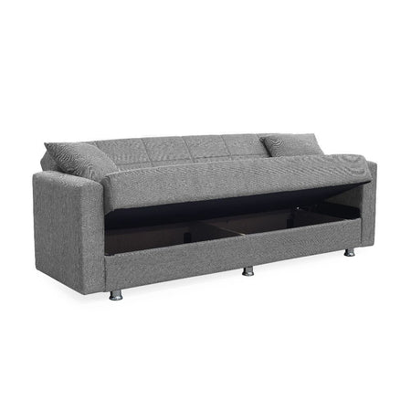 Divano Marbella 3 posti con letto contenitore in tessuto Mina 14 grigio chiaro