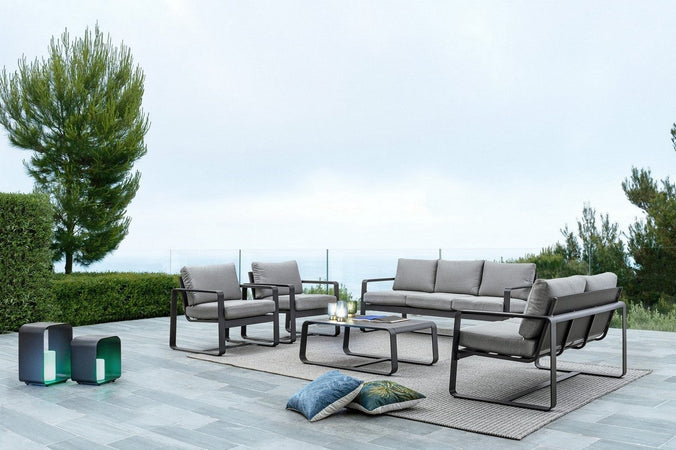 Poltrona "Merrigan" in alluminio verniciato a polvere da giardino e veranda