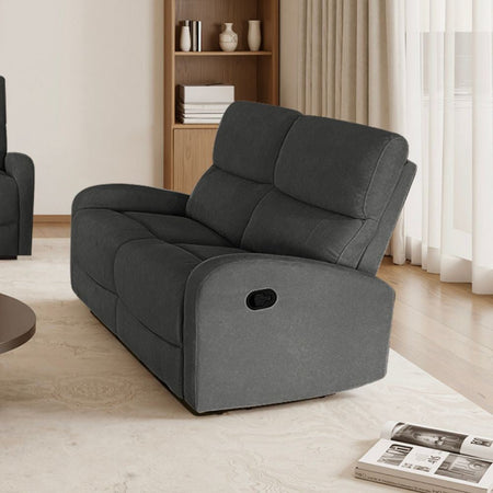 Divano Potter 2 posti recliner manuale in tessuto Mia 103-27 grigio scuro