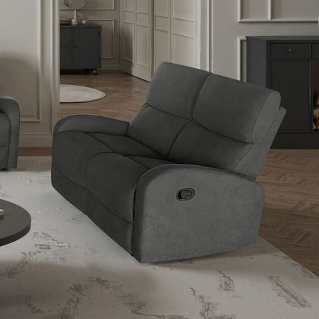Divano Potter 2 posti recliner manuale in tessuto Mia 103-27 grigio scuro