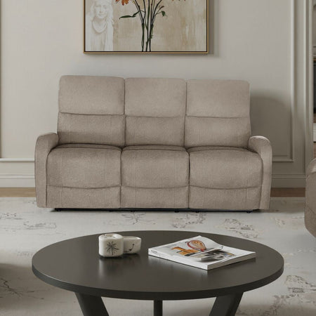 Divano Potter 3 posti recliner manuale in tessuto Mia 103-05 beige