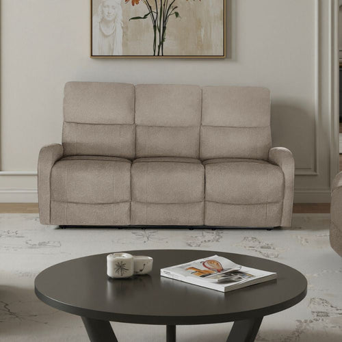 Divano Potter 3 posti recliner manuale in tessuto Mia 103-05 beige