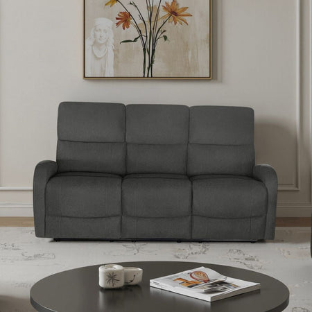 Divano Potter 3 posti recliner manuale in tessuto Mia 103-27 grigio scuro