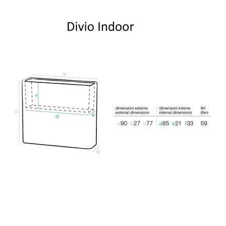 Vaso rettangolare "Divio indoor, outdoor e water reserve" in plastica colorati da esterno e giardino per fiori e piante