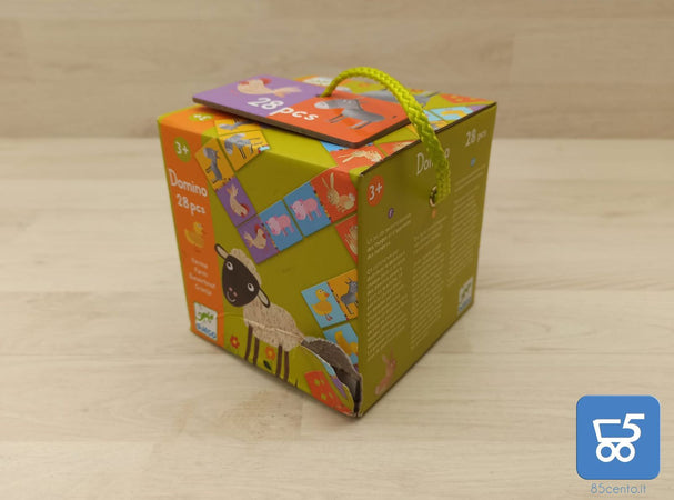 Djeco Domino Farm 28 Card Bifacciali con Immagini Animali Fattoria per Bambini - Confezione leggermente rovinata