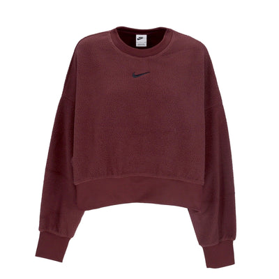 Nike Felpa Girocollo Donna Sportswear Plush Mod Crop Crewneck Burgundy Crush/black da donna