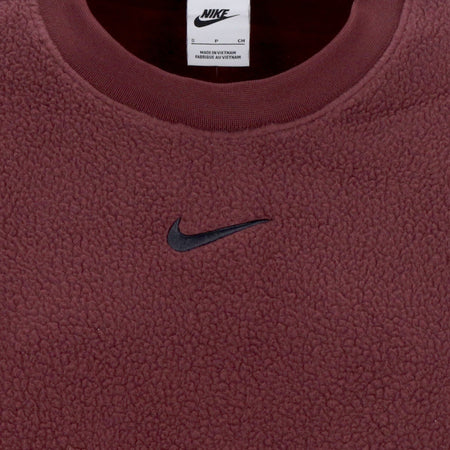 Nike Felpa Girocollo Donna Sportswear Plush Mod Crop Crewneck Burgundy Crush/black da donna