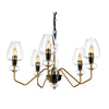 Lampadario Armand Acciaio Ottone Antico Nero Carbone Vetro Nero 5 Luci E14