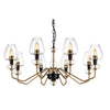 Lampadario Armand Acciaio Ottone Antico Nero Carbone Vetro Nero 8 Luci E14