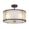 Lampadario Corona Acciaio Bronzo E Vetro Ottone Antico 3 Luci E27