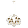 Lampadario Contemporaneo Cosmos Acciaio Crema Vetro Ottone 9 Luci E14