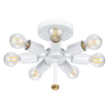 Plafoniera Contemporanea Fletcher Acciaio Ottone Antico 7 Luci E27