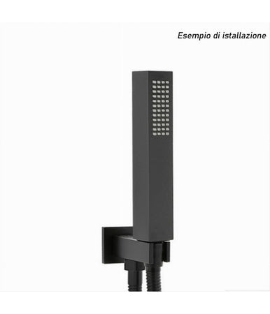 Doccetta Doccino Quadrato Slim Ultra Moderno Nero Soffione Doccia Bagno Vasca 87478