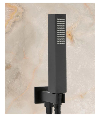 Doccetta Doccino Quadrato Slim Ultra Moderno Nero Soffione Doccia Bagno Vasca 87478