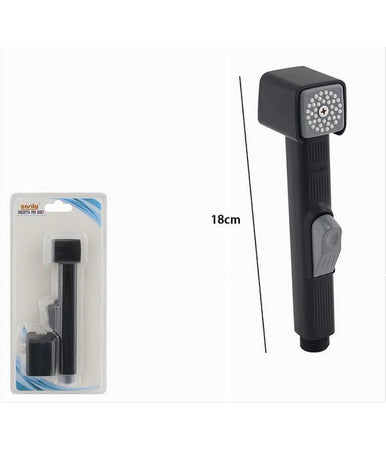 Doccetta Spruzzatore Per Bidet Wc Doccia Shattaf Pulizia 18cm Nero Squdrato 87550