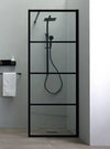 Doccia Walk In H200 Anticalcare 8mm Trasparente Telaio Finestrato Nero Opaco