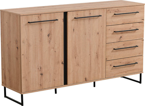 DODO---credenza-con-2-ante-e-4-cassetti-colore-rovere-cm-159-x-42-x-92,5-h-Rovere-Chiaro-Milani-Home