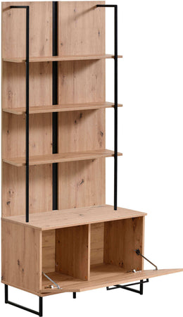 DODO---libreria-moderna-colore-rovere-con-4-mensole-e-un'anta-cm-85-x-42-x-191,5-h-Rovere-Chiaro-Milani-Home