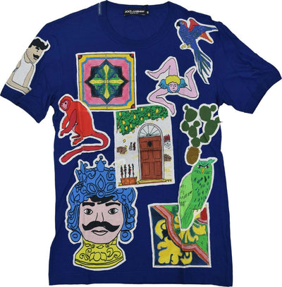 DOLCE&GABBANA-Dolce&Gabbana-T-shirt-Blu-Uomo-Cotone-Mod.-G8FV4TG7FYLS9000-da-uomo