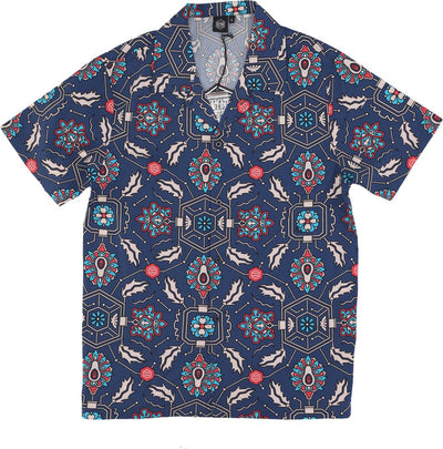 DOLLY-NOIRE-Camicia-Manica-Corta-Uomo-Fronds-Tapestry-Bowling-Shirt-Blue-da-uomo