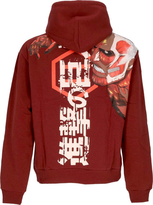 DOLLY-NOIRE-Felpa-Cappuccio-Uomo-Aot-Hoodie-X-Attack-On-Titan-Red-da-uomo