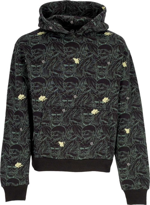 DOLLY-NOIRE-Felpa-Cappuccio-Uomo-Aot-Pattern-Hoodie-X-Attack-On-Titan-Black-da-uomo