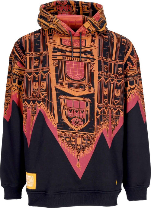 DOLLY-NOIRE-Felpa-Cappuccio-Uomo-Bench-Milano-Hoodie-Oversize-Black/orange-da-uomo