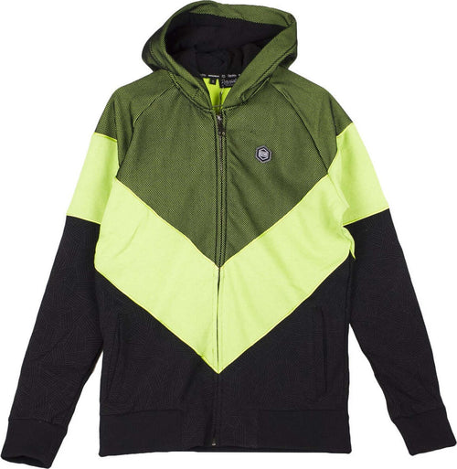 DOLLY-NOIRE-Felpa-Cappuccio-Zip-Uomo-Volo-Nero/verde-Lime-da-uomo