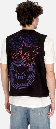 DOLLY-NOIRE-Smanicato-Uomo-Gastly-Evolution-Zipped-Gilet-X-Pokemon-Black-da-uomo