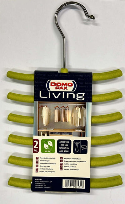 DOMOPAK---SET-2-GRUCCE-APPENDI-CRAVATTE,-ANTISCIVOLO---16CM-COLORI-VERDE-MELA-E-MARRONE