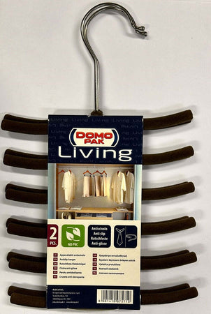 DOMOPAK---SET-2-GRUCCE-APPENDI-CRAVATTE,-ANTISCIVOLO---16CM-COLORI-VERDE-MELA-E-MARRONE