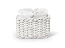 Set di 4 lavette Daunex Classic 30x30 in spugna di cotone con cestino decorativo, accessorio bagno elegante.