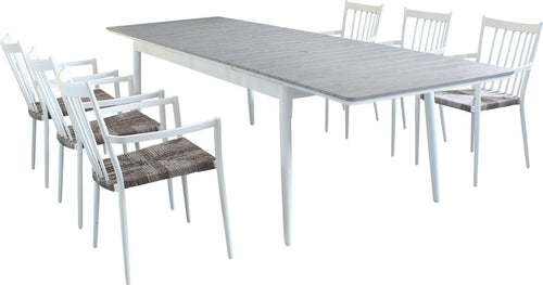 DONATO---set-tavolo-in-alluminio-e-polywood-cm-200/300x90x76-h-con-6-sedute-Bianco-Milani-Home