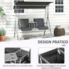 Dondolo-2-Posti-con-Tavolino-e-Portabicchieri,-in-Metallo-e-Poliestere,-175x110x165-cm,-Grigio-84A-057V01GY