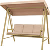Dondolo-3-Posti-con-Tettuccio-Inclinabile-e-Cuscini,-in-Acciaio-e-Textilene,-200x125x175-cm,-Beige-e-Marrone--84A-307V00BG