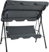 Dondolo-3-Posti-con-Tettuccio-Regolabile-e-Cuscini,-in-Acciaio-e-Poliestere,-172x110x153-cm,-Grigio-84A-054V04GY