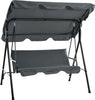 Dondolo-3-Posti-con-Tettuccio-Regolabile-e-Cuscini,-in-Acciaio-e-Poliestere,-172x110x153-cm,-Grigio-84A-054V04GY