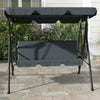 Dondolo-3-Posti-con-Tettuccio-Regolabile-e-Cuscini,-in-Acciaio-e-Poliestere,-172x110x153-cm,-Grigio-84A-054V04GY