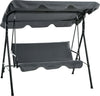 Dondolo-3-Posti-con-Tettuccio-Regolabile-e-Cuscini,-in-Acciaio-e-Poliestere,-172x110x153-cm,-Grigio-84A-054V04GY