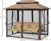 Dondolo-3-Posti-da-Giardino-Convertibile-in-Lettino-con-Gazebo,-con-Zanzariera-e-Cuscini,-257x175x240cm-Cachi--84A-182