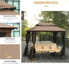 Dondolo-3-Posti-da-Giardino-Convertibile-in-Lettino-con-Gazebo,-con-Zanzariera-e-Cuscini,-257x175x240cm-Cachi--84A-182